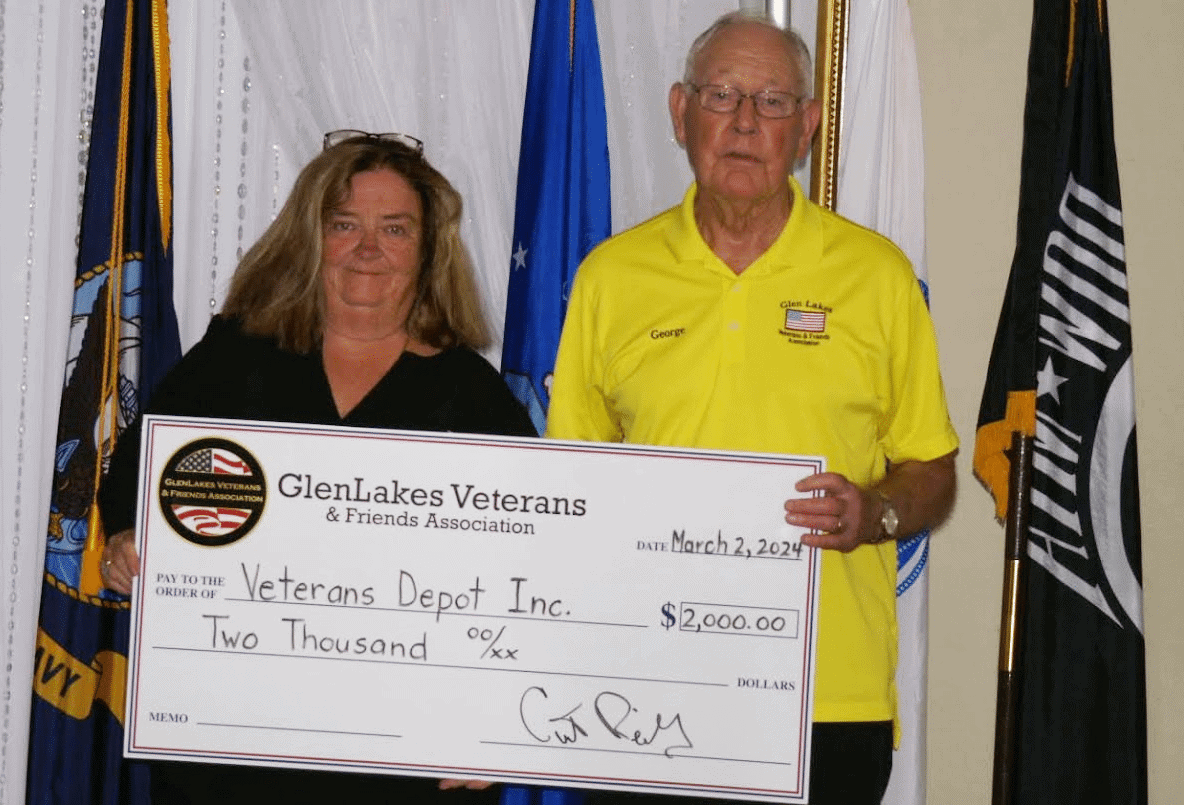 Mary McColgan with Veterans’ Depot and George Friel, GLVFA