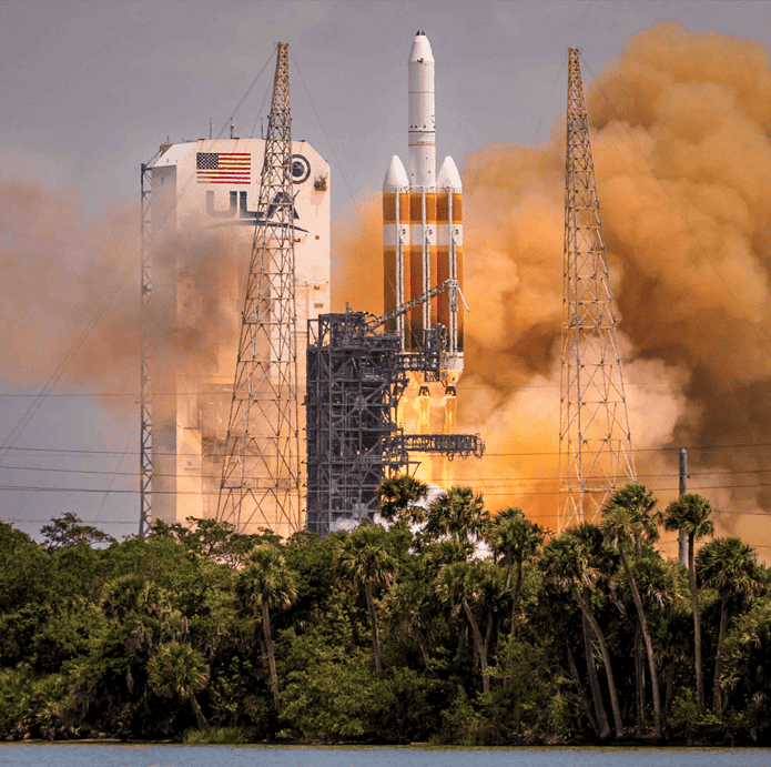 A United Launch Alliance Delta IV Heavy carries a payload to orbit for the National Reconnaissance Office . The launch was one of three from Florida’s Space Coast last week, and the 24th Florida launch of the year. [Credit: Mark Stone/FMN]