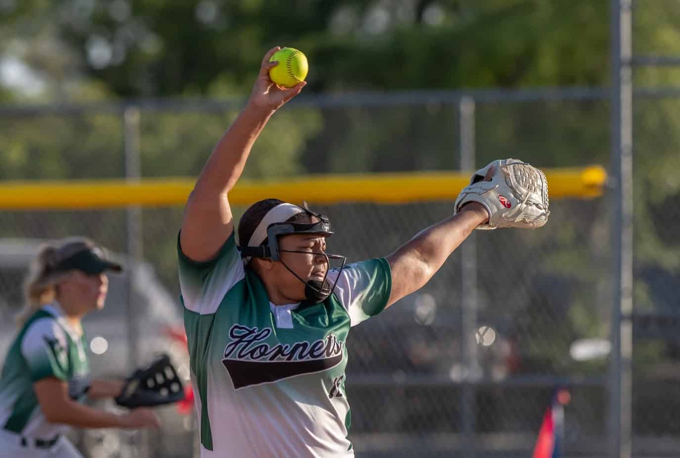 Weeki Wachee High’s ,16, Jade Thompson pitched 6 2/3 innings in relief, giving up just one earned run as the Hornets battled back for a 11-10 win in the 4A District 5 playoff game against Central High . Photo by [Joseph Dicristofalo]