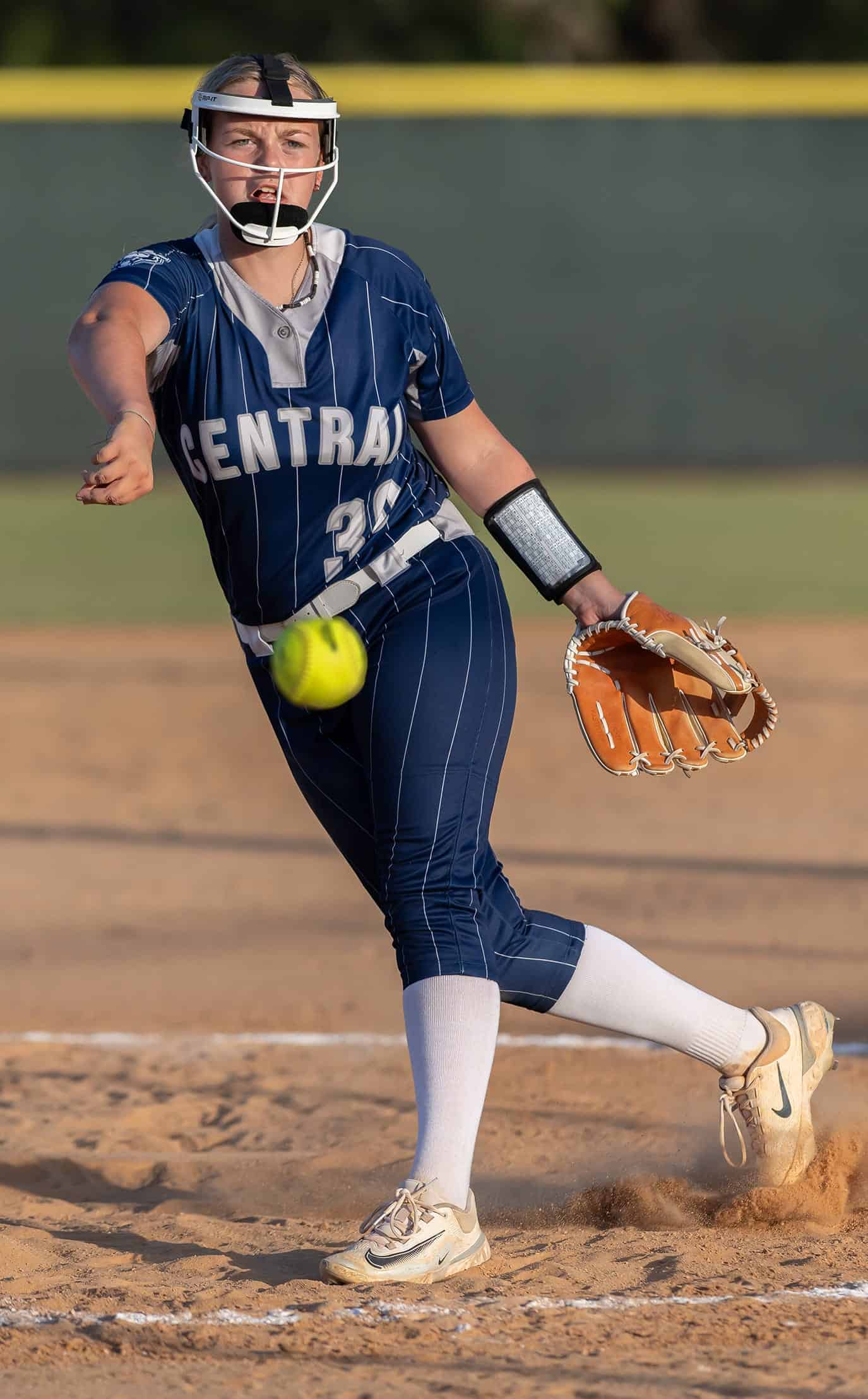 Central High’s ,30, Payton Cox pitched a delivers a pitch in the 4A District 5 playoff game against Weeki Wachee High. Photo by [Joseph Dicristofalo]