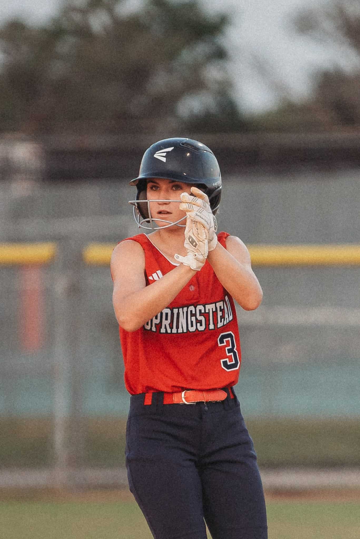 Springstead's Haylee Brown (FR) celebrates a base hit. [Photo by Cynthia Leota]