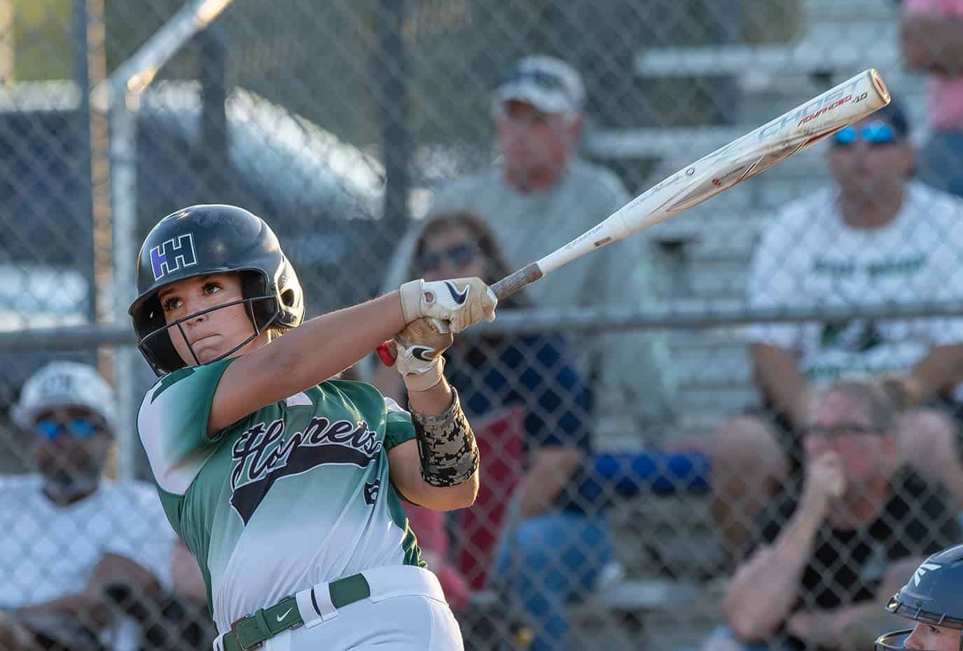 Weeki Wachee High Captain, 6, Taylor Laviano watches one of her three home runs against visiting Central High in the 4A District 5 playoff game . Photo by [Joseph Dicristofalo]
