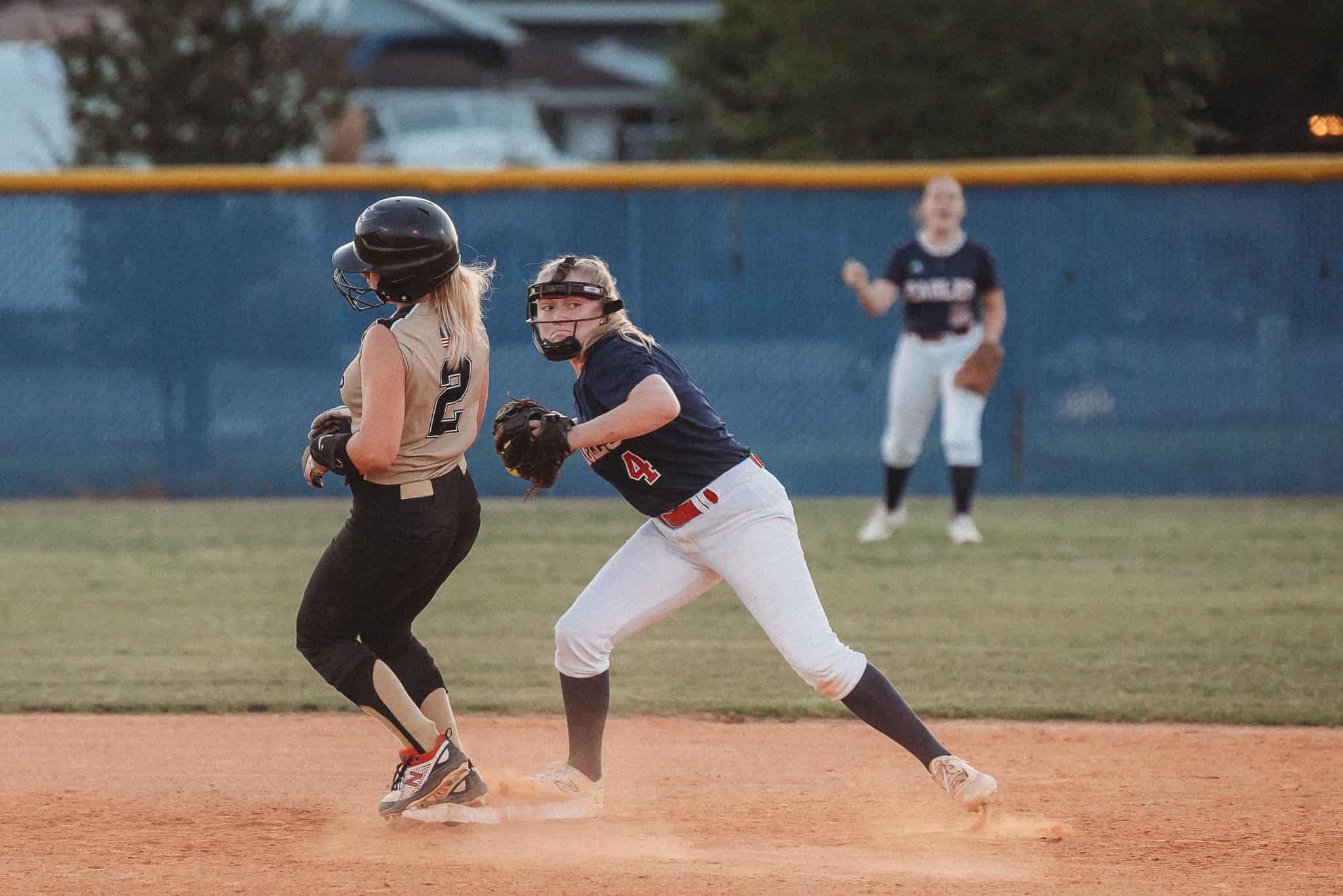 Liberty Savarese of Springstead tags Makayla Hetman of Citrus at 2nd base. [Photo by Cynthia Leota]