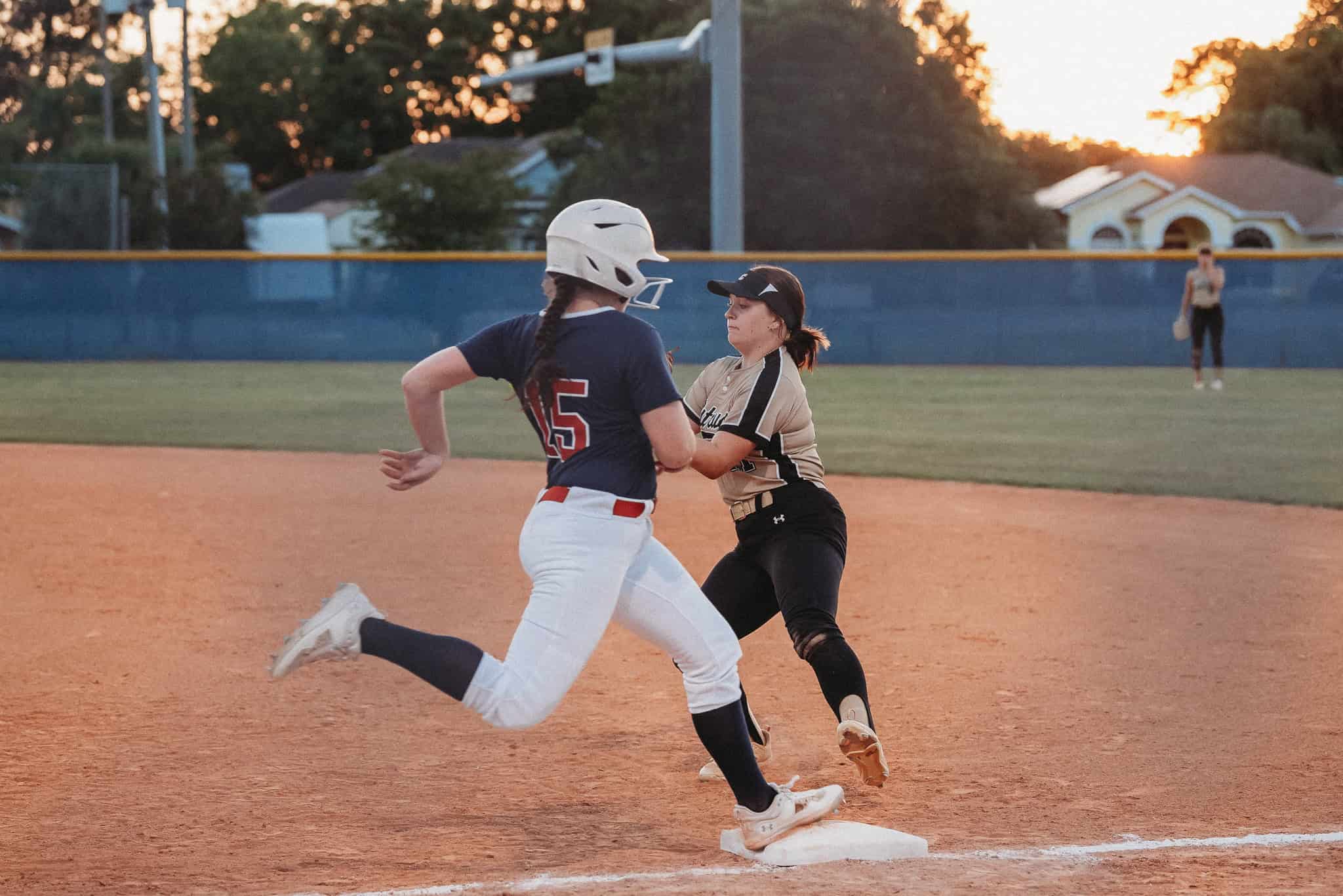 Sarah Tipton of Springstead makes base hit. [Photo by Cynthia Leota]
