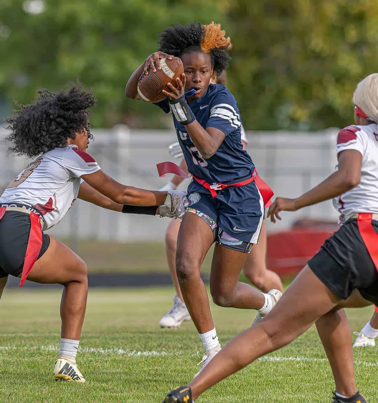 Springstead High, 13, J’Ziyah Munford rushes through the Countryside defense during the Eagles 36-0 win at home in the 2A District 14 playoff match. Photo by [Joseph Dicristofalo]