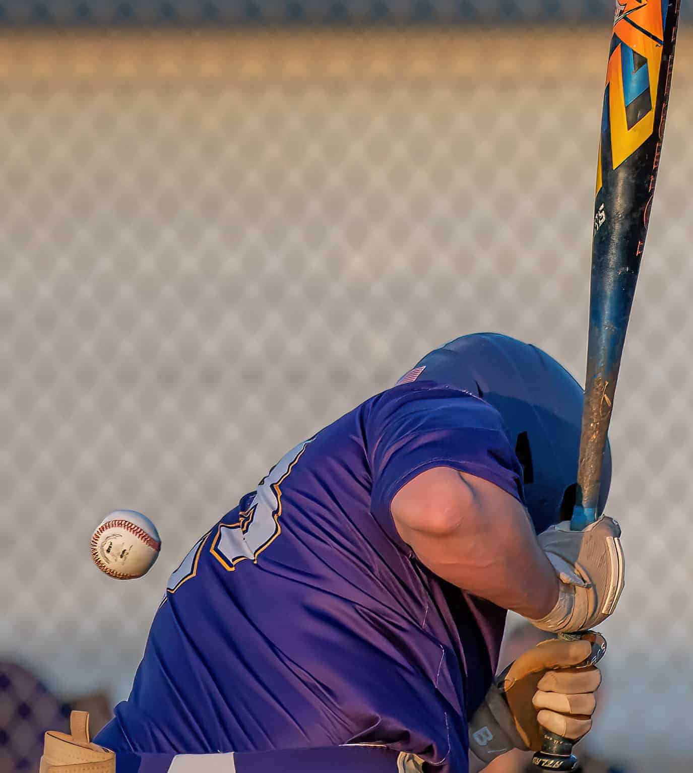 Hernando High, 23, Eric O’Dell gets to first base the hard way after being hit by a pitch Friday in the game at Central High.  Photo by [Joseph Dicristofalo]