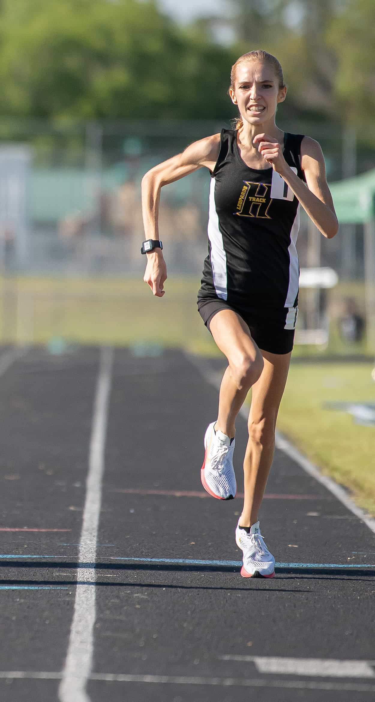 Womens 1600 meter champ, Hernando High’s Remi Lay won by over 33 seconds in a time of 5:36.45 at the GC8 Track and Field Championships at Weeki Wachee High School. Photo by [Joe DiCristofalo]