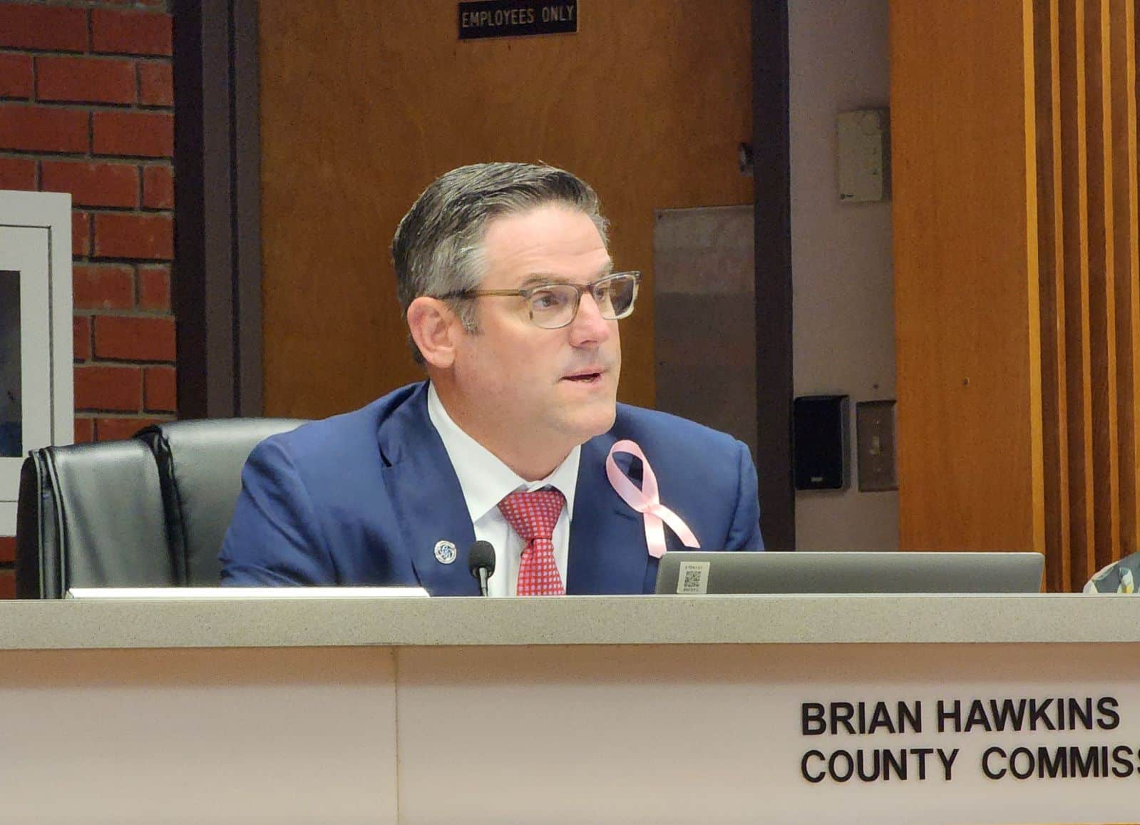 Commissioner Brian Hawkins called Armstrong's actions "Amazing" during the April 9 BOCC meeting. [Credit: A. Szempruch]
