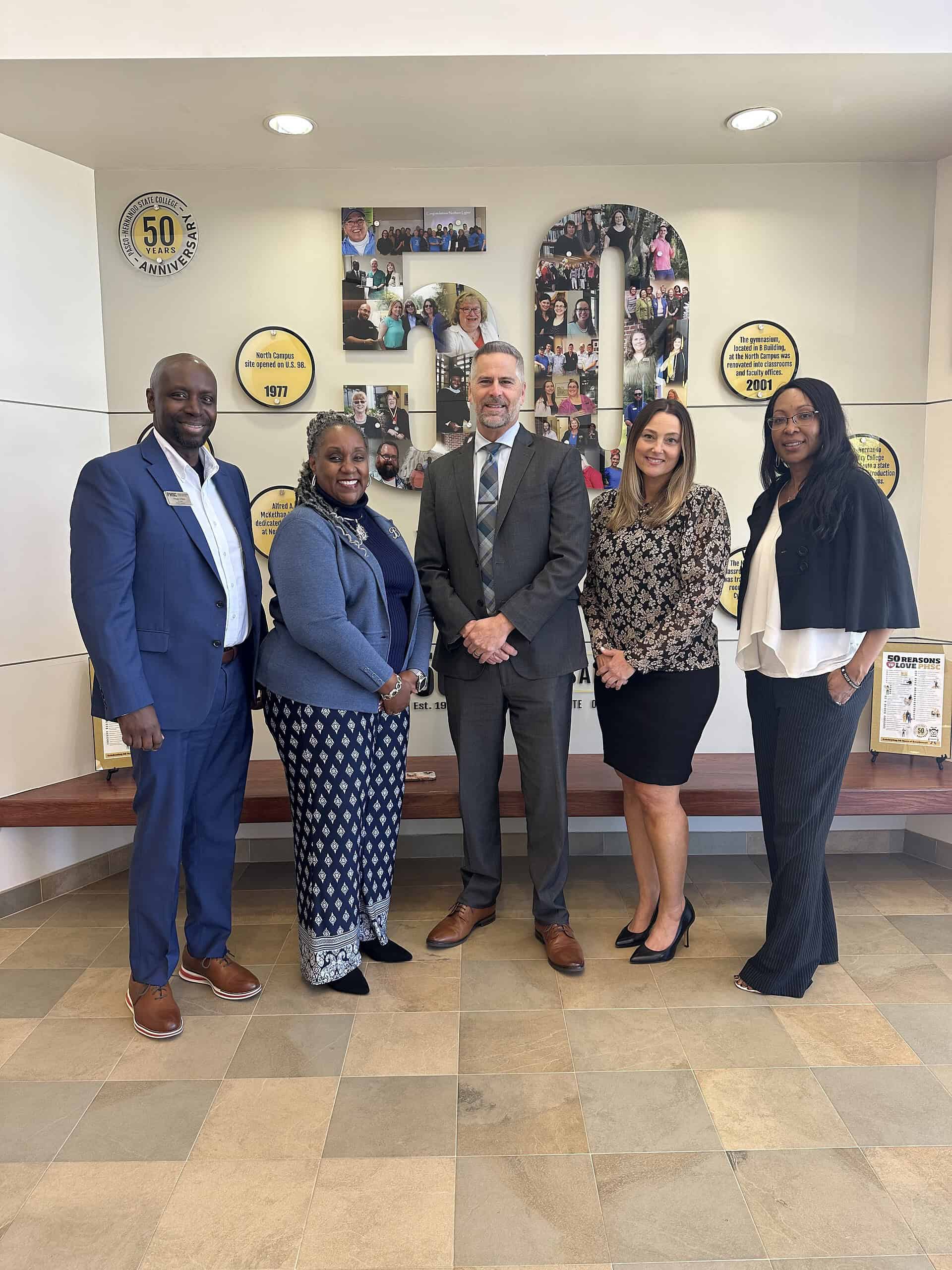 (L-R) PHSC Provost Reggie Wilson, Michelle Barnes, Superintendent Stratton, Sonsee Sanders, and Shauna Kincade [Photo by Summer Hampton]