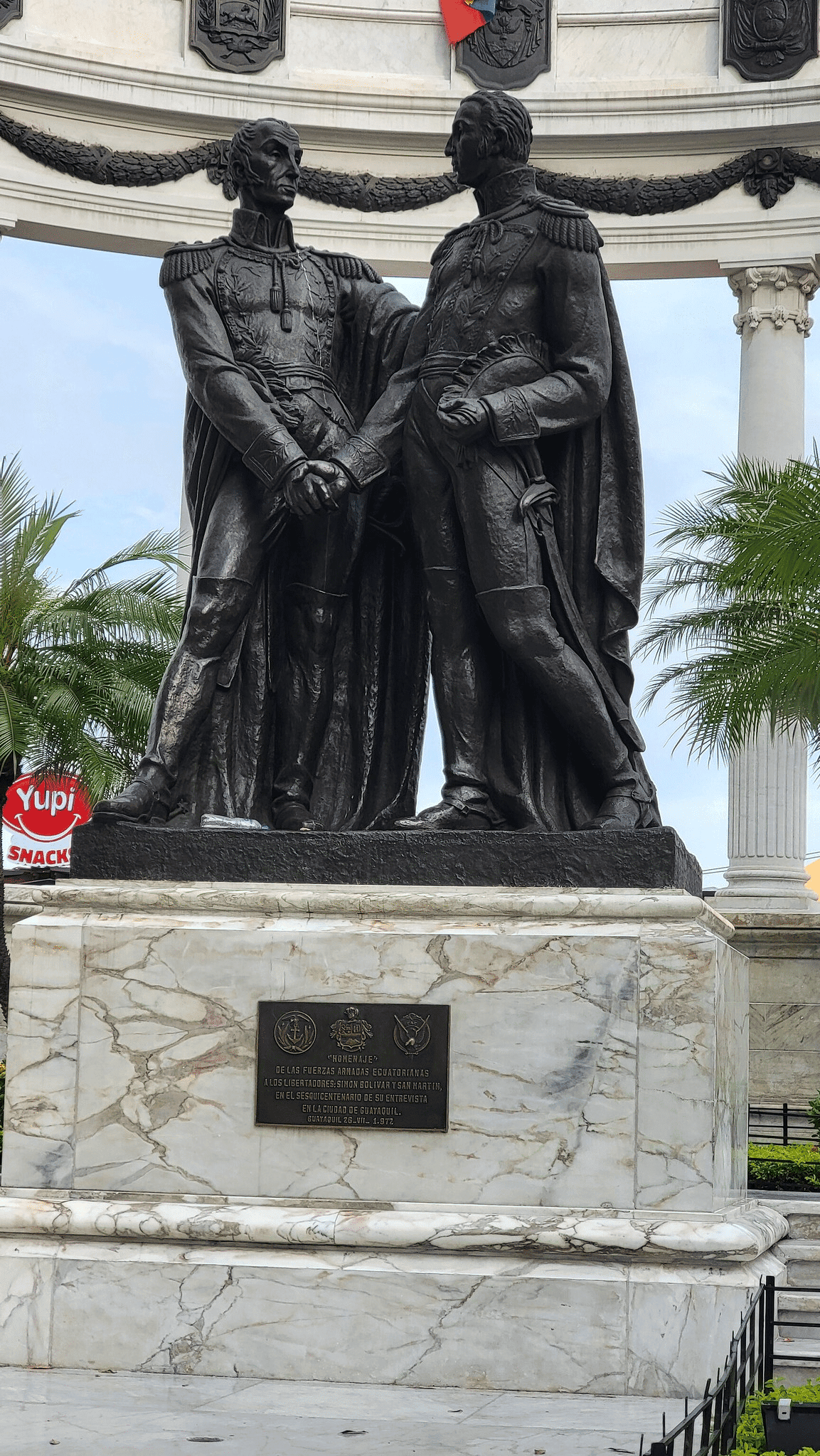 Statue of Simon Bolivar and José de San Martin, leaders of the Independence movement.
