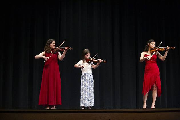 On violin (L to R) Beatrice Maglio, Molly Hogeland, Morgan Szabo