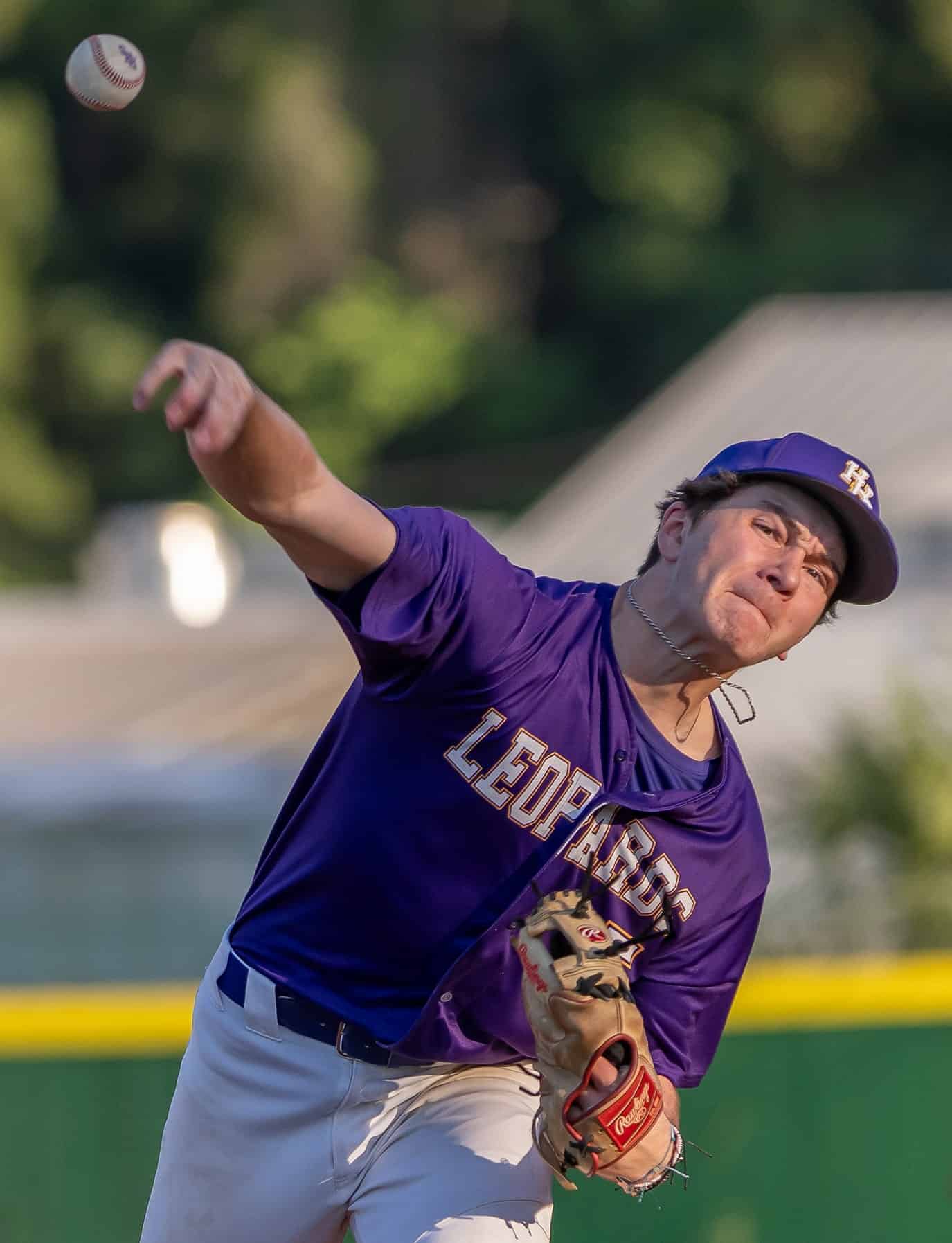 Hernando High’s Colten Cloud pitched a shutout against the visiting Hudson Cobras Wednesday in Brooksville in the 4A District 6 semifinal game. [Photo by Joseph DiCristofalo]