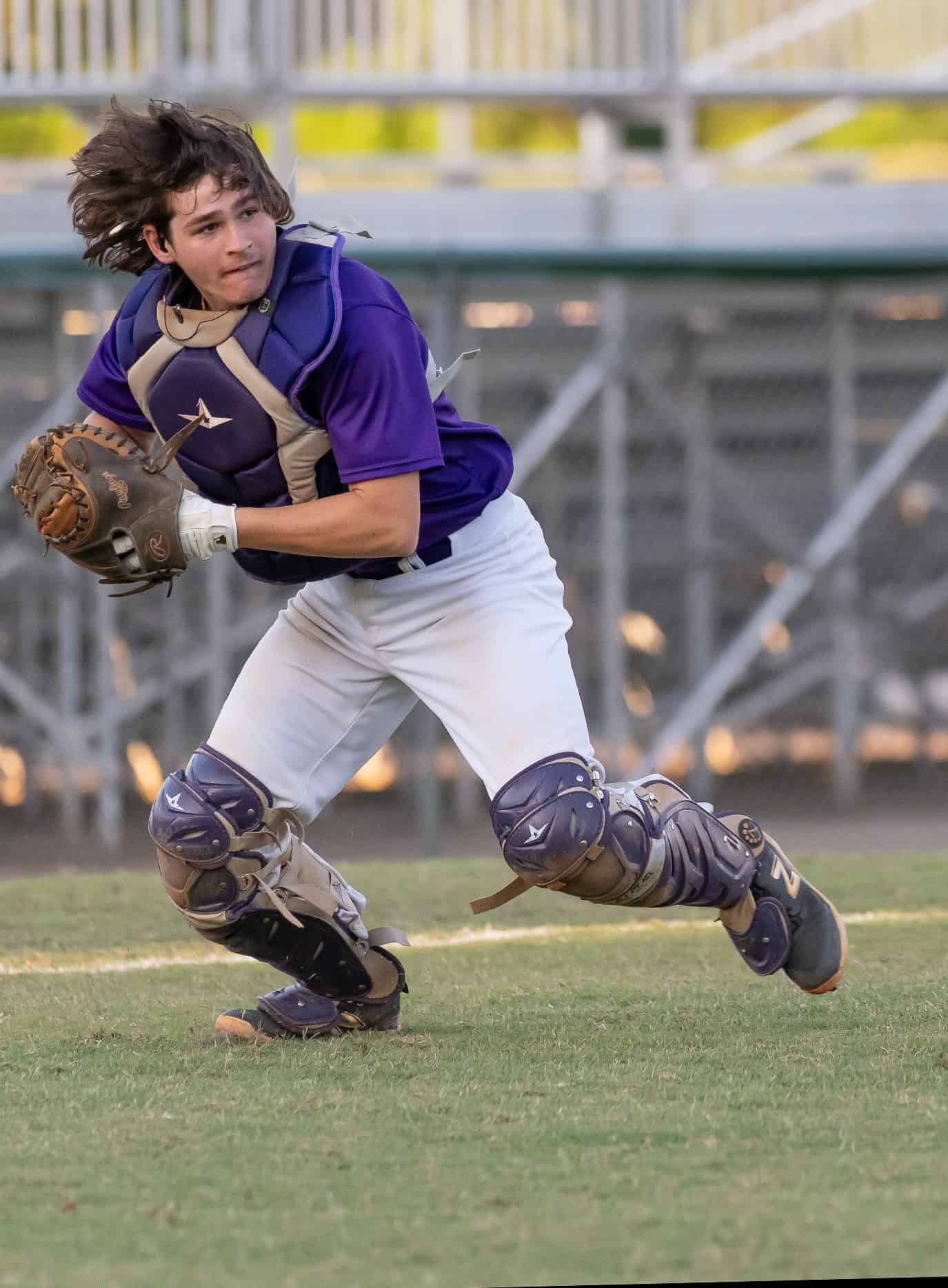 Hernando High catcher Kaine Ellis sets to throw out a Hudson Cobra batter Wednesday in Brooksville in the 4A District 6 semifinal game. [Photo by Joseph DiCristofalo]