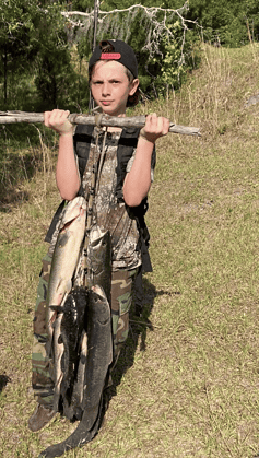 Tanner Martin with a great mornings catch of Mudfish.