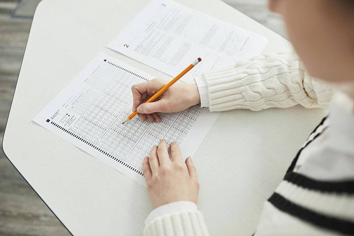 Student taking an exam