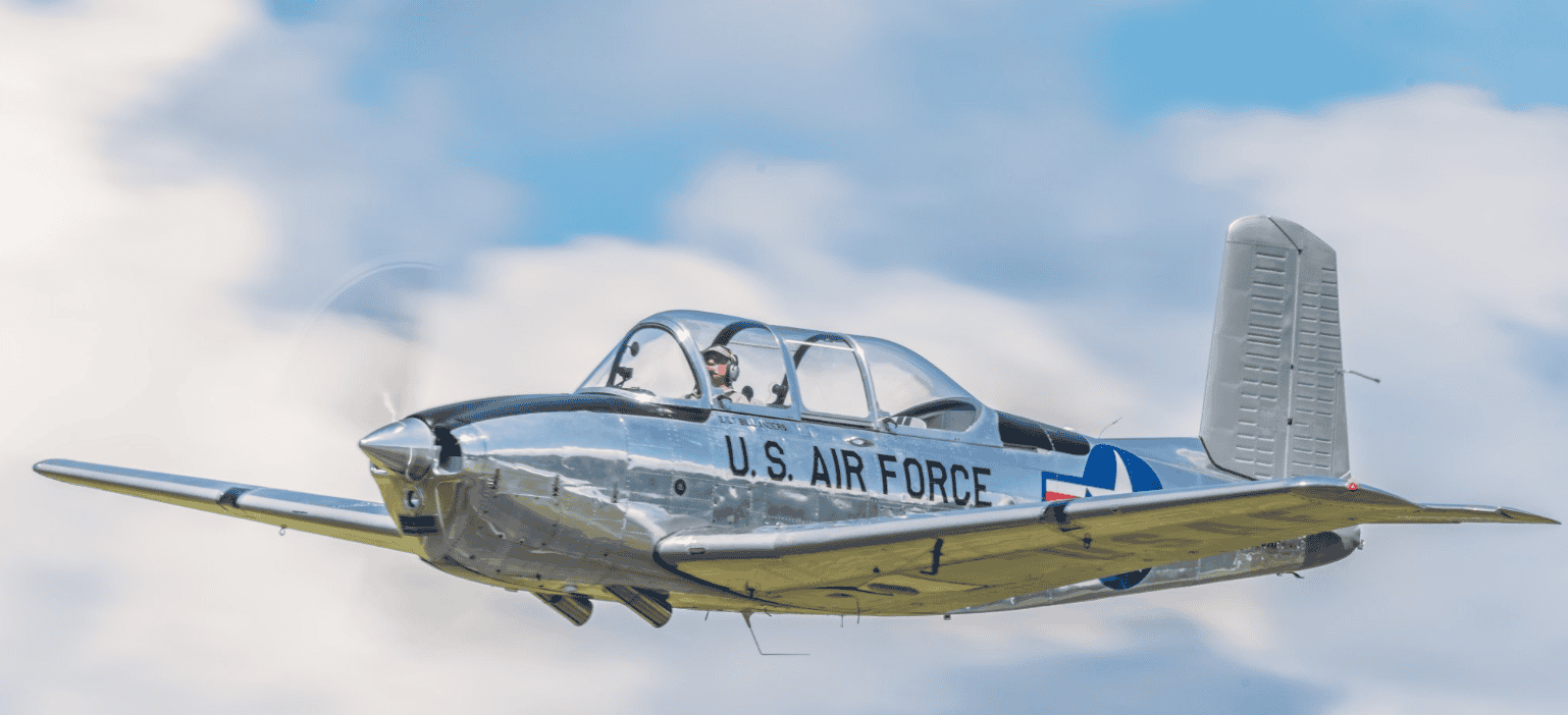 Maj Gen. Bill Anders (Ret) flying the Heritage Flight Museum’s T-34 Mentor. [Photo: Heritage Flight Museum / Facebook]