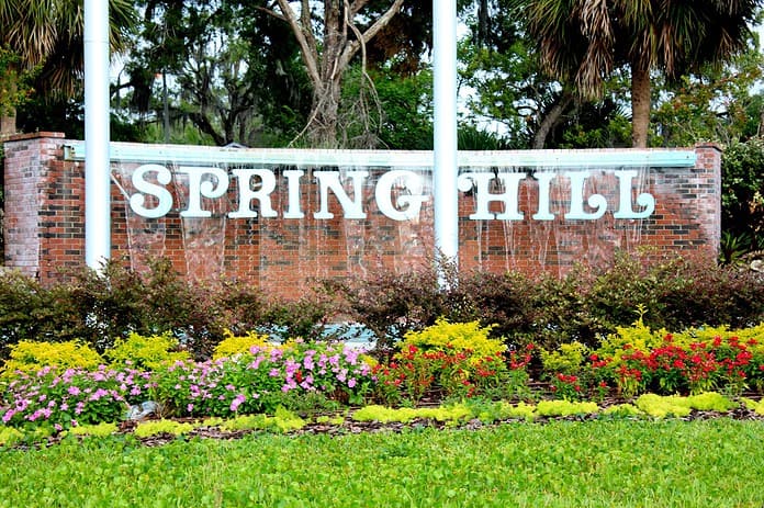 Spring Hill waterfall on Spring Hill Drive and US 19 (file photo) [Credit: Elizabeth Dentato]
