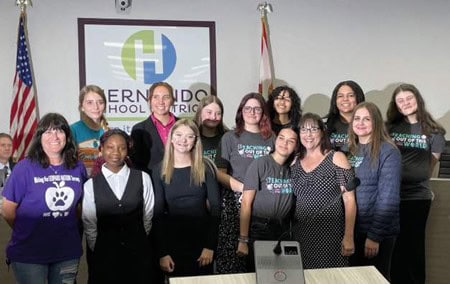Florida Future Educators of America students with their sponsor. [Photo by Sarah Nachin]