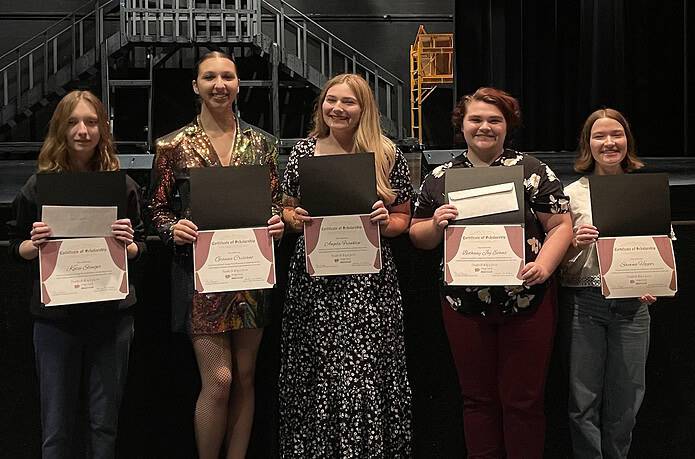 (L-R) Katie Stinger, Gianna Cristiano, Angela Franklin, Joy Evans, Shawna Hopper. (Not pictured: Kevin Grumbley) [Photo by Sarah Nachin]