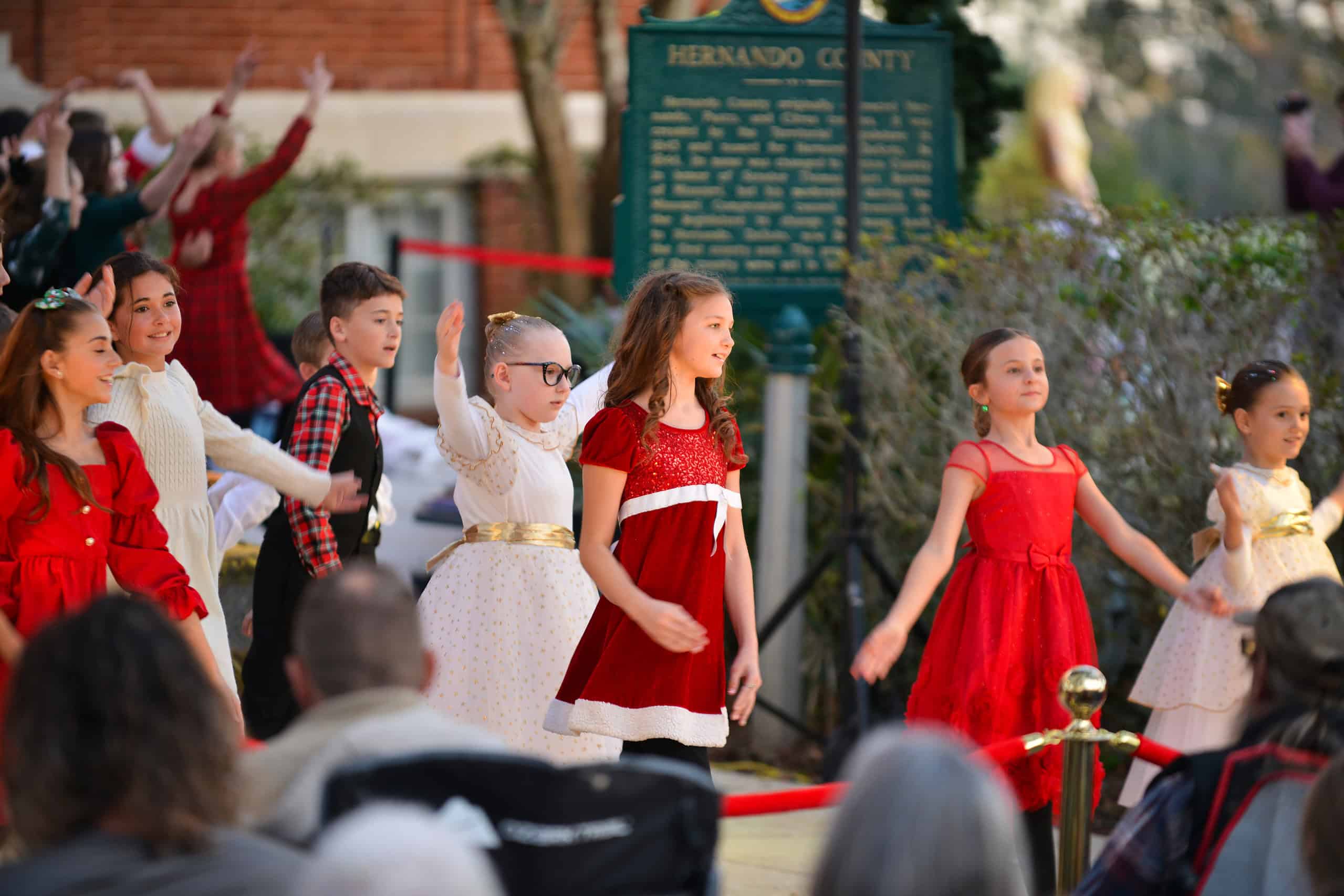 Young ballerinas grace the courthouse front yard for the Brooksville Tree Lighting December 5, 2024. [Credit: Jenifer Truitt]