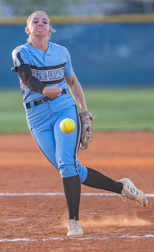 Nature Coast Tech's Izzy Miller pitched a complete game in the 3-1 loss to Springstead Friday night. [Photo by Joe DiCristofalo]