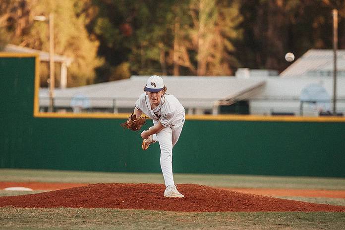 Leopard's Pitcher Cadyn Williams (JR) started on the mound at Friday night's home game vs South Sumter. File photo March 2025.[Photo by Cynthia Leota]