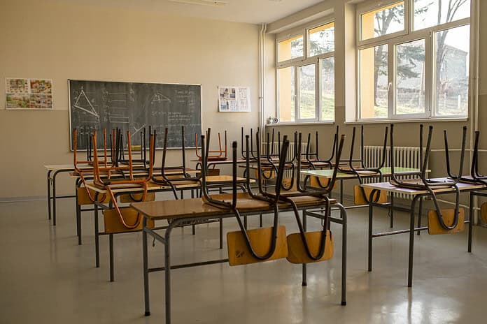 Photo of empty classroom in school