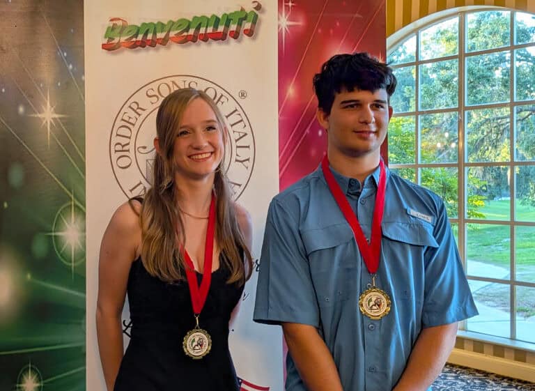 Two recipients receive scholarships from the Sons & Daughters of Una Famiglia Lodge, #2882